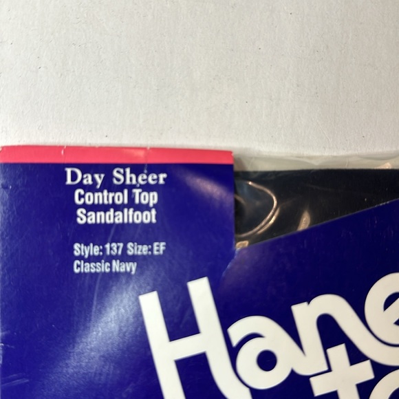 Hanes Too Day Sheer Control Top Sandalfoot Size EF Classic Navy Vintage - Picture 5 of 6